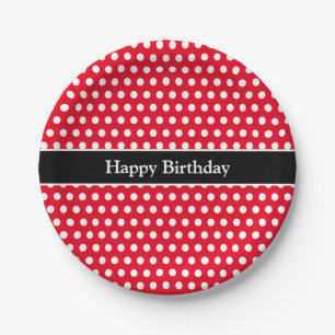 Happy Birthday Message Schattige Polka Dot rood &  Papieren Bordje