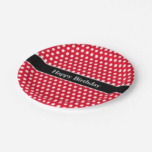 Happy Birthday Message Schattige Polka Dot rood &  Papieren Bordje (Gekanteld)