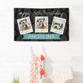 Happy Birthday met 3 foto's - kan achterkleur bewe Spandoek (Insitu)