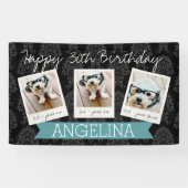 Happy Birthday met 3 foto's - kan achterkleur bewe Spandoek (Horizontaal)