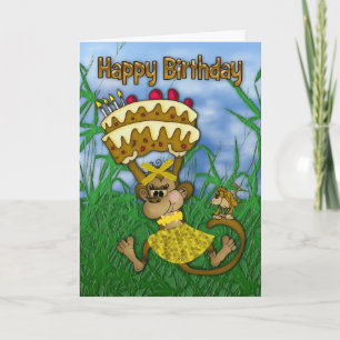 Happy Birthday met aap-taart Kaart