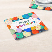 Happy Birthday met ballonnen Kartonnen Onderzetters (Schuin)