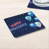 Happy Birthday met ballonnen Kartonnen Onderzetters (Schuin)