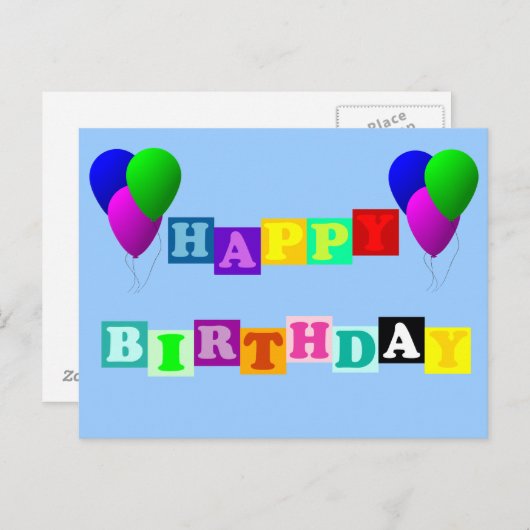 Happy Birthday met ballonnen van Shirley Taylor Briefkaart (Voorkant / Achterkant)