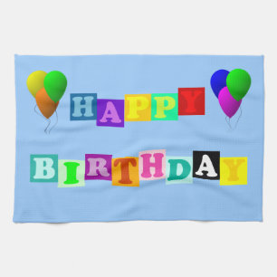 Happy Birthday met ballonnen van Shirley Taylor Theedoek