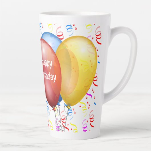 Happy Birthday met Balloons Latte Mok (Rechts)