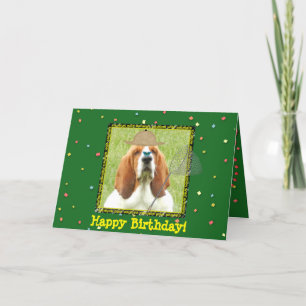 "Happy Birthday" met Basset Hound als jager Kaart