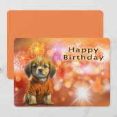 Happy Birthday met Birthday Puppy Feestdagenkaart (Voorkant / Achterkant)