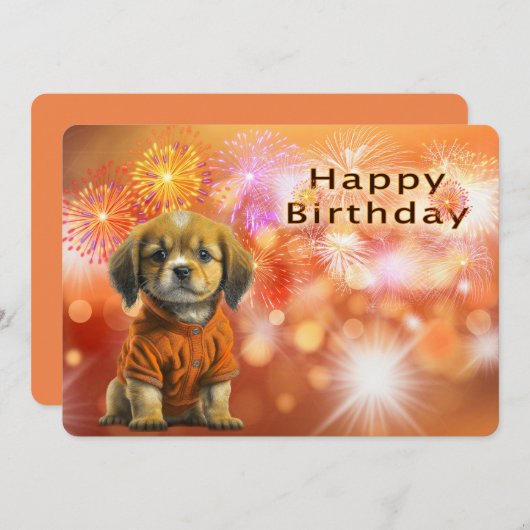 Happy Birthday met Birthday Puppy Feestdagenkaart (Voorkant / Achterkant)