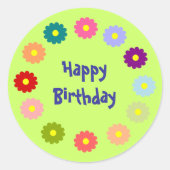 Happy Birthday met bloemen sticker (Voorkant)