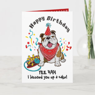 Happy Birthday met Bulldog Dog in Red Bandana Kaart