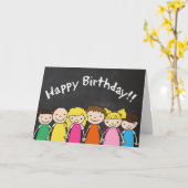 Happy Birthday met ChalkboardKinderen Kaart (Gele Bloem)