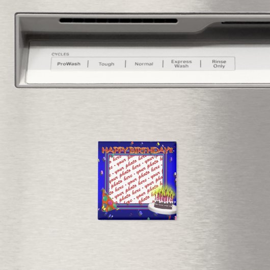 Happy Birthday met Confetti Photo Lijst Magneet (Insitu (Vaatwasser))