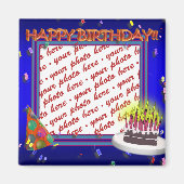 Happy Birthday met Confetti Photo Lijst Magneet (Voorkant)