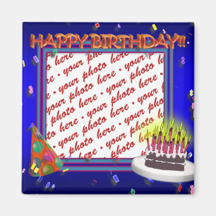 Happy Birthday met Confetti Photo Lijst Magneet