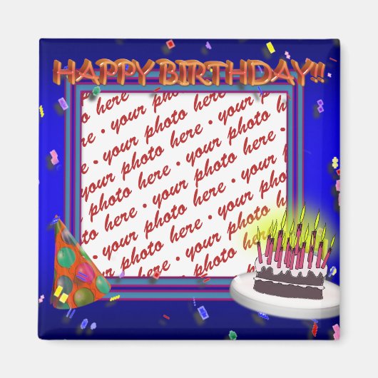 Happy Birthday met Confetti Photo Lijst Magneet (Voorkant)