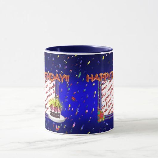 Happy Birthday met Confetti Photo Lijst Mok (Midden)