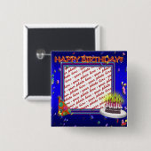 Happy Birthday met Confetti Photo Lijst Vierkante Button 5,1 Cm (Voorkant /achterkant)