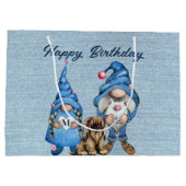 Happy Birthday met Denim Gnomes Groot Cadeauzakje (Achterkant)