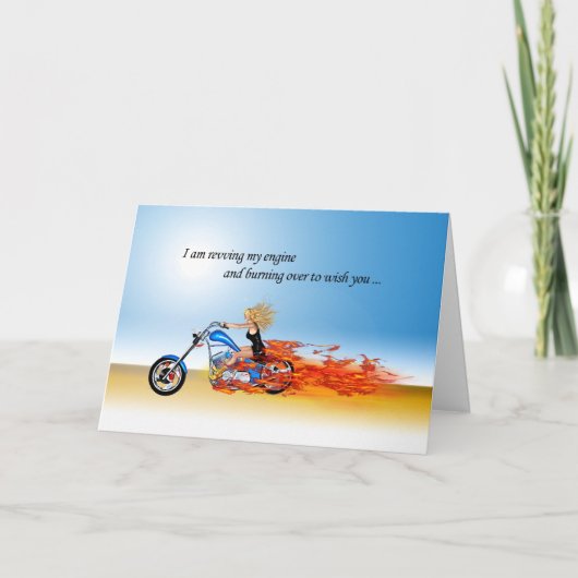 Happy Birthday met een Flaming Motorcycle Kaart (Voorkant)