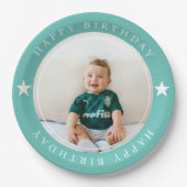 Happy Birthday met foto Papieren Bordje (Voorkant)