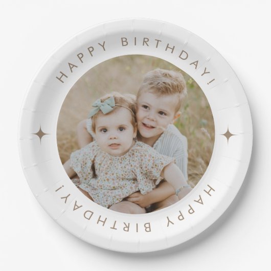 Happy Birthday met foto Papieren Bordje (Voorkant)