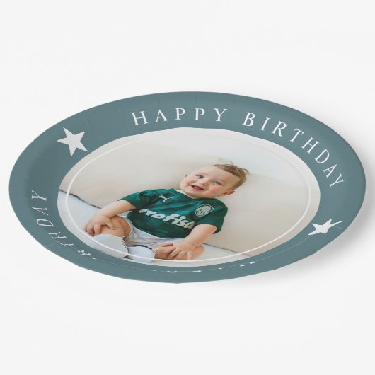 Happy Birthday met foto Papieren Bordje (Gekanteld)