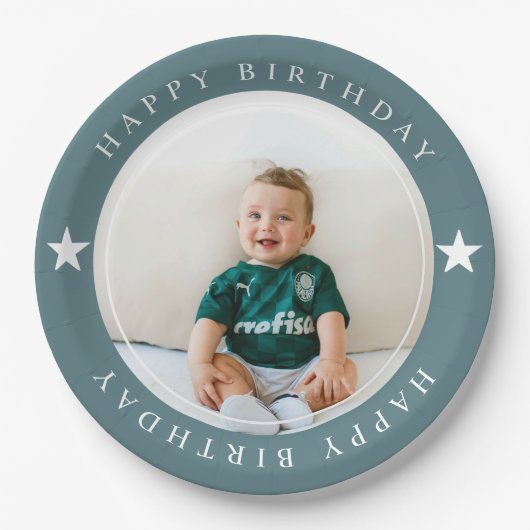 Happy Birthday met foto Papieren Bordje (Voorkant)