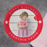 Happy Birthday met foto Papieren Bordje<br><div class="desc">Vier uw speciale dag in stijl met onze aanpasbare papieren borden van "Happy Birthday With Photo"! Deze borden zijn perfect om een persoonlijke touch toe te voegen aan je verjaardagsfeestje. Upload gewoon je favoriete foto en we creëer een uniek en memorabel ontwerp speciaal voor jou. Gemaakt van hoogwaardig, stevig papier,...</div>