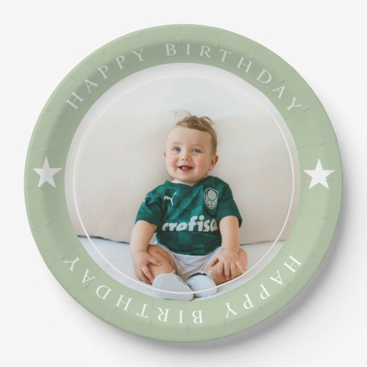 Happy Birthday met foto Papieren Bordje (Voorkant)