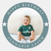 Happy Birthday met foto Ronde Sticker (Voorkant)