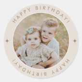 Happy Birthday met foto Ronde Sticker (Voorkant)