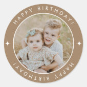 Happy Birthday met foto Ronde Sticker (Voorkant)