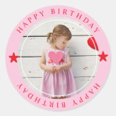 Happy Birthday met foto Ronde Sticker (Voorkant)