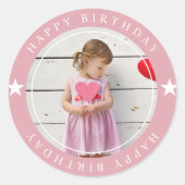 Happy Birthday met foto Ronde Sticker (Voorkant)