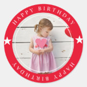 Happy Birthday met foto Ronde Sticker (Voorkant)