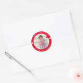Happy Birthday met foto Ronde Sticker (Envelop)