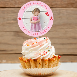 Happy Birthday met foto Ronde Sticker