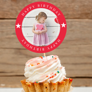 Happy Birthday met foto Ronde Sticker