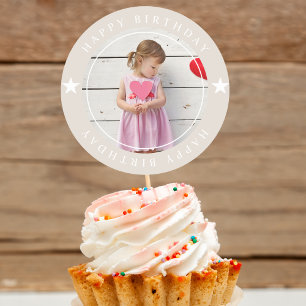 Happy Birthday met foto Ronde Sticker