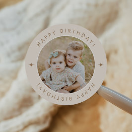 Happy Birthday met foto Ronde Sticker