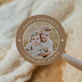Happy Birthday met foto Ronde Sticker