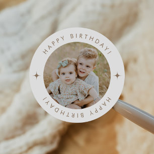 Happy Birthday met foto Ronde Sticker