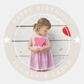 Happy Birthday met foto Ronde Sticker (Voorkant)