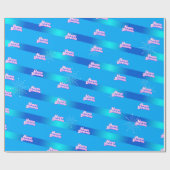 Happy Birthday met gradiëntstripes op BLUE Cadeaupapier (Vlak)