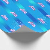Happy Birthday met gradiëntstripes op BLUE Cadeaupapier (Hoek)
