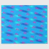 Happy Birthday met gradiëntstripes op BLUE Cadeaupapier (Vlak)