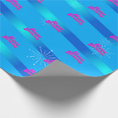 Happy Birthday met gradiëntstripes op BLUE Cadeaupapier (Hoek)