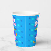 Happy Birthday met gradiëntstripes op BLUE Papieren Bekers (Rechts)