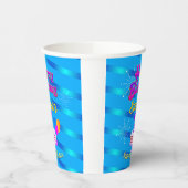 Happy Birthday met gradiëntstripes op BLUE Papieren Bekers (Links)